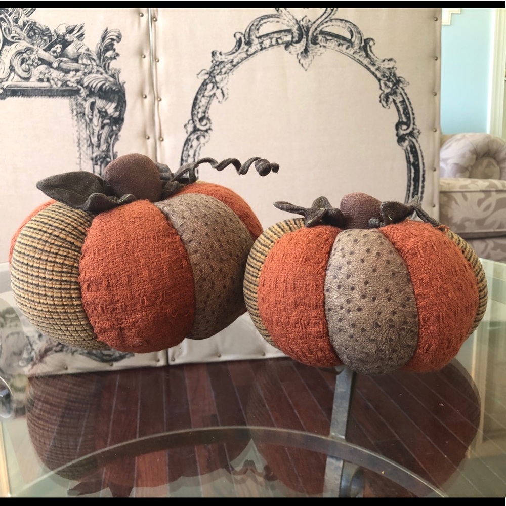 Farmhouse Style Pumpkin Pair made of fabric cute!!